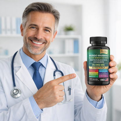 Suplemento Natural 8 em 1 - Sea Moss, Ashwagandha & Gengibre Extra Strength